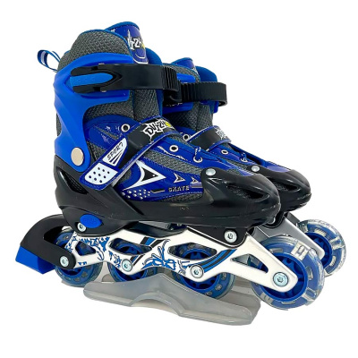 Ролики раздвижные размер 38-41 со светом Dvizhok 141V-670-6 черно синие 1